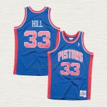 Maglia Grant Hill NO 33 Detroit Pistons Hardwood Classics Throwback Blu