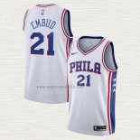 Maglia Joel Embiid NO 21 Philadelphia 76ers Association Bianco