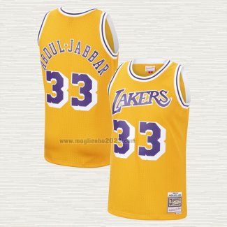Maglia Kareem Abdul-Jabbar NO 33 Los Angeles Lakers Mitchell & Ness 1984-85 Giallo