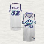 Maglia Karl Malone NO 32 Utah Jazz Throwback Bianco