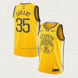 Maglia Kevin Durant NO 35 Golden State Warriors Earned Giallo