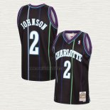 Maglia Larry Johnson NO 2 Charlotte Hornets Mitchell & Ness 1992-93 Nero