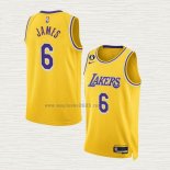 Maglia LeBron James NO 6 Los Angeles Lakers Icon 2022-23 Giallo