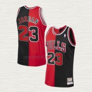 Maglia Michael Jordan NO 23 Chicago Bulls Split Nero Rosso
