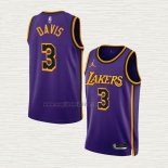 Maglia Anthony Davis NO 3 Los Angeles Lakers Statement 2022-23 Viola