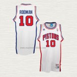 Maglia Dennis Rodman NO 10 Detroit Pistons Throwback Bianco