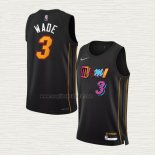 Maglia Dwyane Wade NO 3 Miami Heat Citta 2021-22 Nero