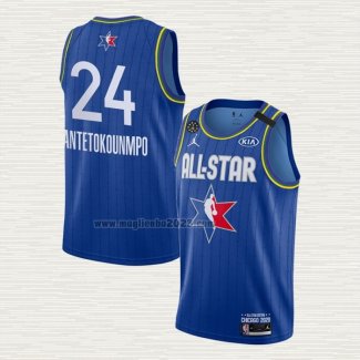 Maglia Giannis Antetokounmpo NO 24 Milwaukee Bucks All Star 2020 Blu