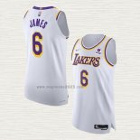 Maglia LeBron James NO 6 Los Angeles Lakers Association Autentico Bianco