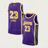 Maglia Lebron James NO 23 Los Angeles Lakers Statement 2020 Final Bound Viola
