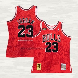 Maglia Michael Jordan NO 23 Chicago Bulls Mitchell & Ness Hebru Brantley Rosso