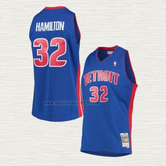 Maglia Richard Hamilton NO 32 Detroit Pistons Mitchell & Ness 2003-04 Blu