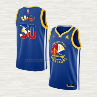 Maglia Stephen Curry NO 30 Golden State Warriors Filippino Blu