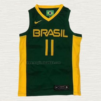 Maglia Anderson Varejao NO 11 Brasile 2019 FIBA Basketball World Cup Verde