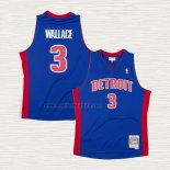 Maglia Ben Wallace NO 3 Detroit Pistons Hardwood Classics Throwback Blu
