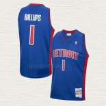 Maglia Chauncey Billups NO 1 Detroit Pistons Mitchell & Ness 2003-04 Blu