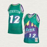 Maglia John Stockton NO 12 Utah Jazz Mitchell & Ness 1996-97 Verde