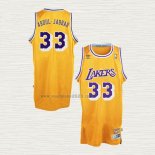 Maglia Kareem Abdul-Jabbar NO 33 Los Angeles Lakers Throwback Giallo