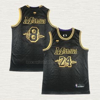 Maglia Kobe Bryant NO 24 8 Los Angeles Lakers Black Mamba Nero
