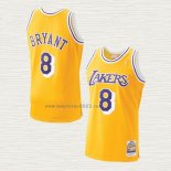 Maglia Kobe Bryant NO 8 Los Angeles Lakers Hardwood Classics Throwback 1996-97 Giallo