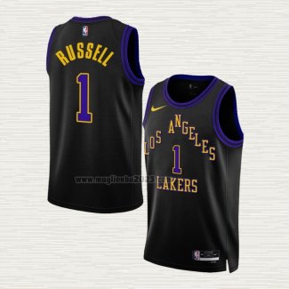 Maglia NO 1 Los Angeles Lakers Citta 2023-24 Nero D'Angelo Russell
