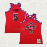 Maglia Jason Kidd NO 5 Brooklyn Nets Hardwood Classic Throwback Rosso