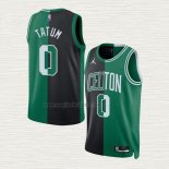 Maglia Jayson Tatum NO 0 Boston Celtics Split Nero Verde