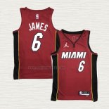 Maglia LeBron James NO 6 Miami Heat Statement 2020-21 Rosso