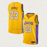 Maglia Lebron James NO 23 Los Angeles Lakers Icon 2018 Giallo