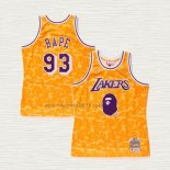 Maglia NO 93 Los Angeles Lakers Mitchell & Ness Bape Giallo