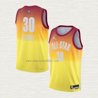 Maglia Stephen Curry NO 30 Golden State Warriors All Star 2023 Arancione