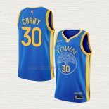 Maglia Stephen Curry NO 30 Golden State Warriors Earned 2022-23 Blu