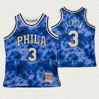 Maglia Allen Iverson NO 3 Philadelphia 76ers Galaxy Blu