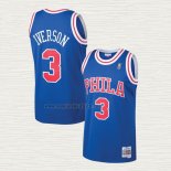 Maglia Allen Iverson NO 3 Philadelphia 76ers Mitchell & Ness 1996-97 Blu