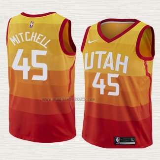 Maglia Donovan Mitchell NO 45 Bambino Utah Jazz Citta 2017-18 Arancione