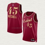 Maglia Donovan Mitchell NO 45 Cleveland Cavaliers Citta 2023-24 Rosso