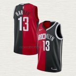 Maglia James Harden NO 13 Brooklyn Nets Houston Rockets Split Nero Rosso