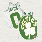 Maglia Jayson Tatum NO 0 Boston Celtics Mitchell & Ness Big Face Bianco