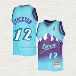 Maglia John Stockton NO 12 Utah Jazz Mitchell & Ness 1996-97 Blu