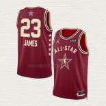 Maglia LeBron James NO 23 Los Angeles Lakers All Star 2024 Rosso