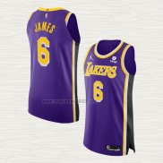Maglia LeBron James NO 6 Los Angeles Lakers Statement Autentico Viola