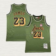 Maglia Lebron James NO 23 Los Angeles Lakers Mitchell & Ness 2018-19 Verde