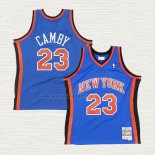 Maglia Marcus Camby NO 23 New York Knicks Hardwood Classics Throwback Blu