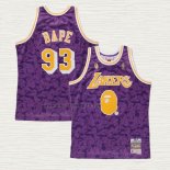 Maglia NO 93 Los Angeles Lakers Mitchell & Ness Bape Viola