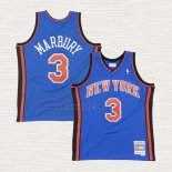 Maglia Stephon Marbury NO 3 New York Knicks Hardwood Classics Throwback Blu