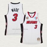 Maglia Dwyane Wade NO 3 Miami Heat Mitchell & Ness 2003-19 Bianco