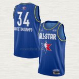 Maglia Giannis Antetokounmpo NO 34 Milwaukee Bucks All Star 2020 Blu
