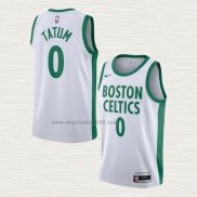 Maglia Jayson Tatum NO 0 Boston Celtics Citta 2020-21 Bianco