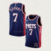 Maglia Kevin Durant NO 7 Brooklyn Nets Citta 2021-22 Blu
