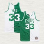 Maglia Larry Bird NO 33 Boston Celtics Mitchell & Ness Split 1985-86 Bianco Verde